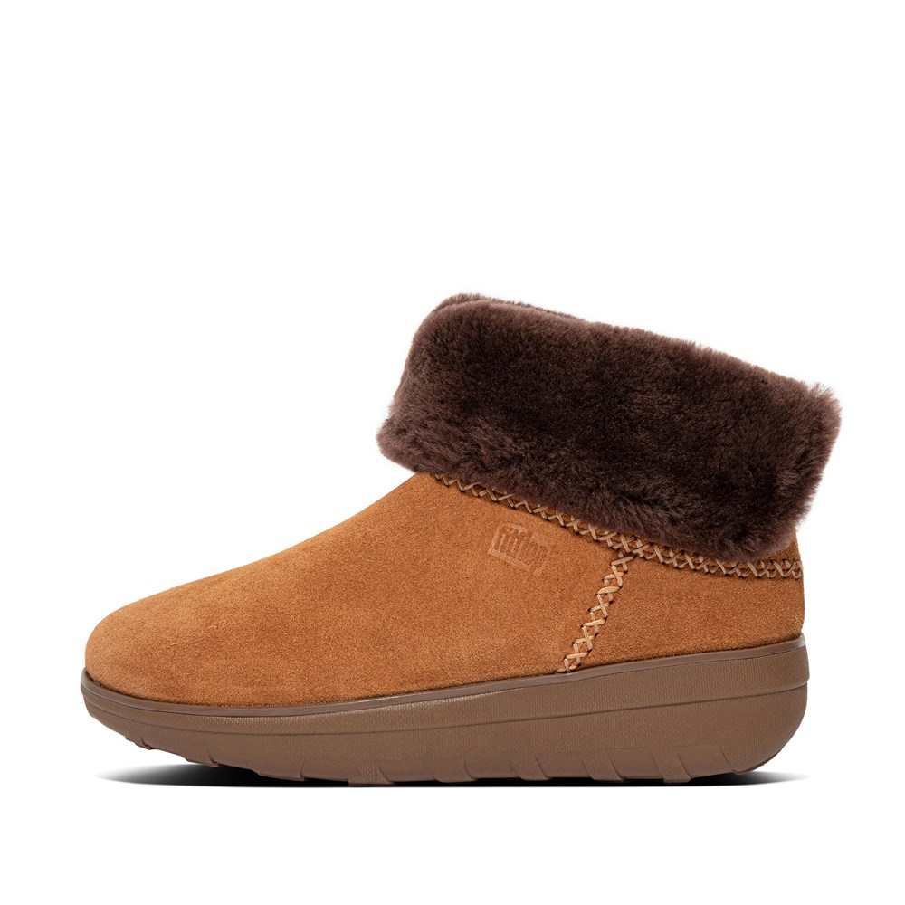 Fitflop Womens Boots - Mukluk Shorty Shearling Lined Suede Ankle - Brown - 138-OSAHFM